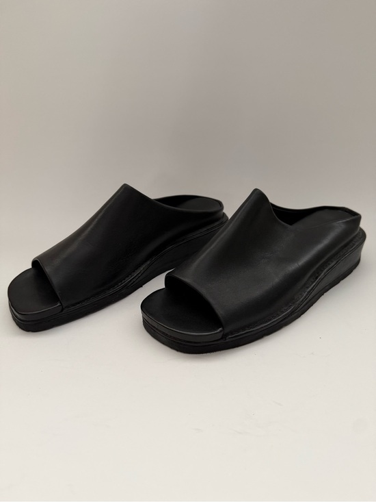 Cole Haan Shoes - Cole Haan Black Leather Wedge Slide Sandals Size 8.5 AA Narrow